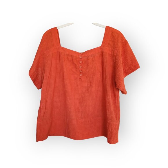 Madewell **Windowpane Square Neck** Top Medium **Cotton Blend** - Picture 7 of 13